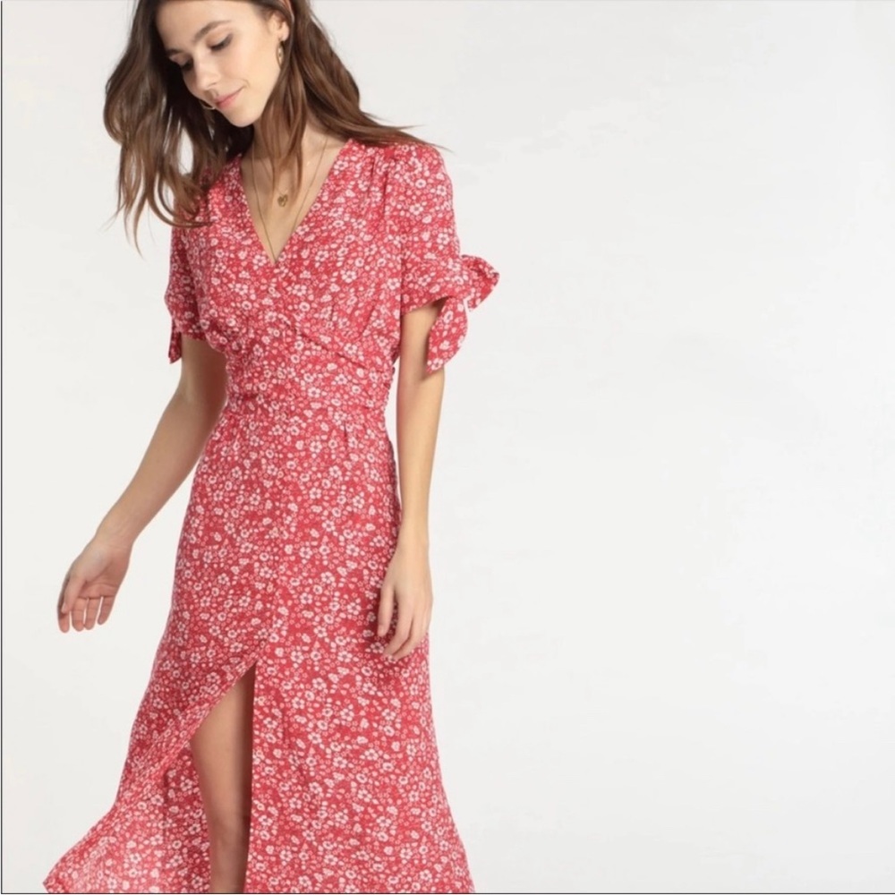 Rouje Paris Laura Red White Floral Midi Dress 38 6